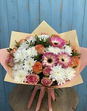 Букет цветов из:  Розы, Герберы и Хризантемы в Щемилово