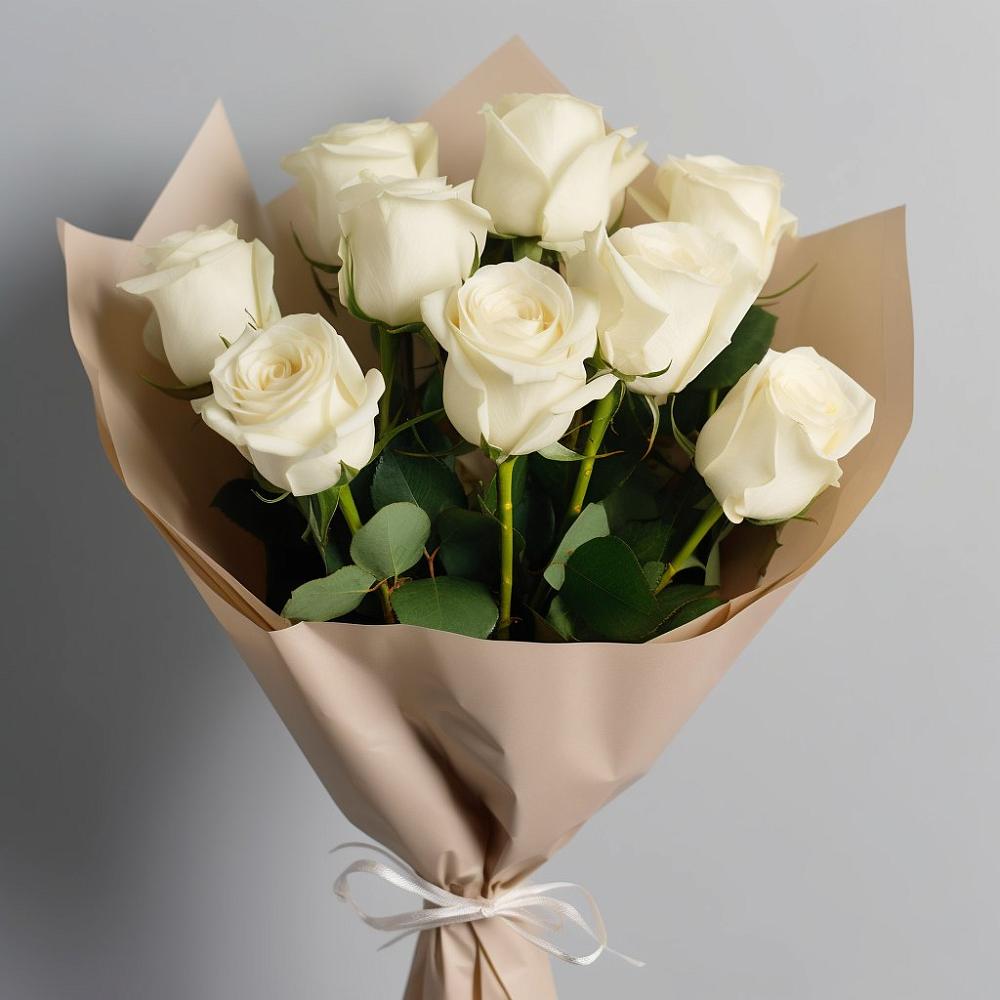 Букет 9 Белых роз Эдлесс Лав в Щемилово