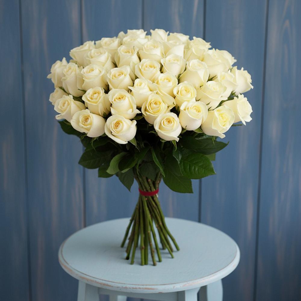 Букет 51 Белая роза Эдлесс Лав в Щемилово