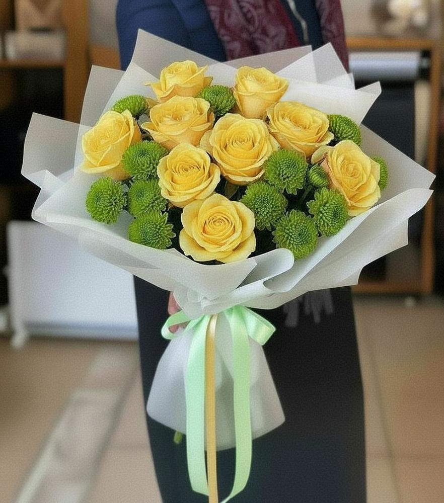 Букет цветов из: Хризантемы и Розы в Щемилово