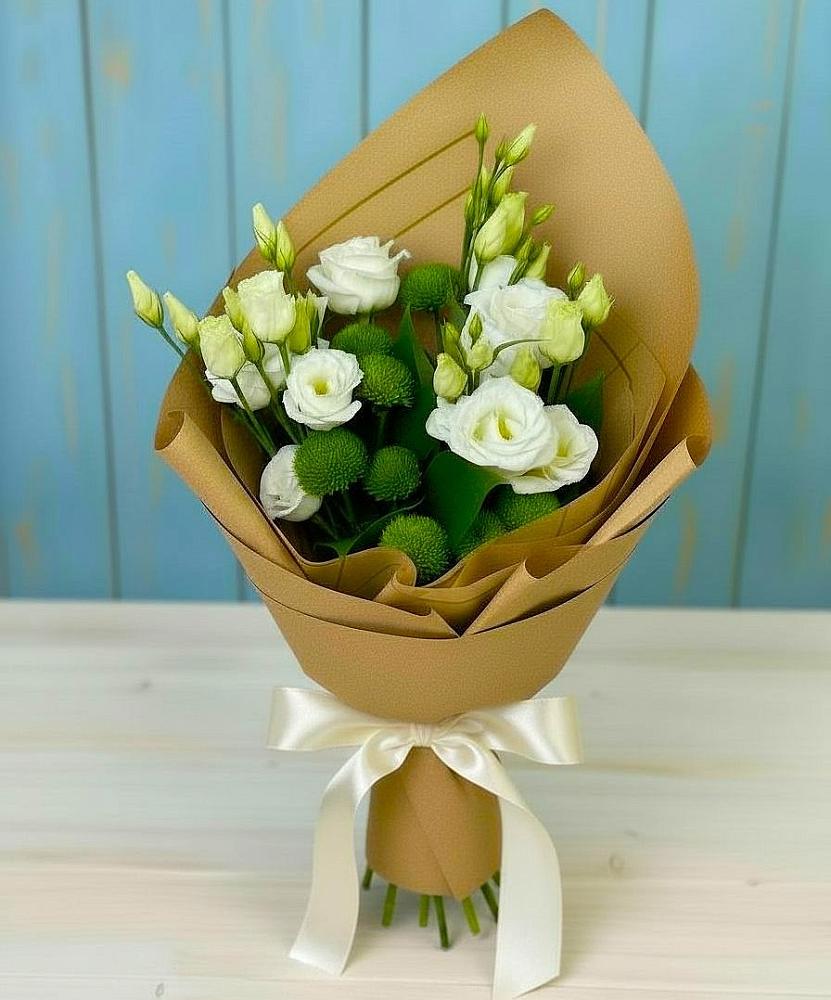 Букет цветов из: Хризантемы и Лизиантусы в Щемилово