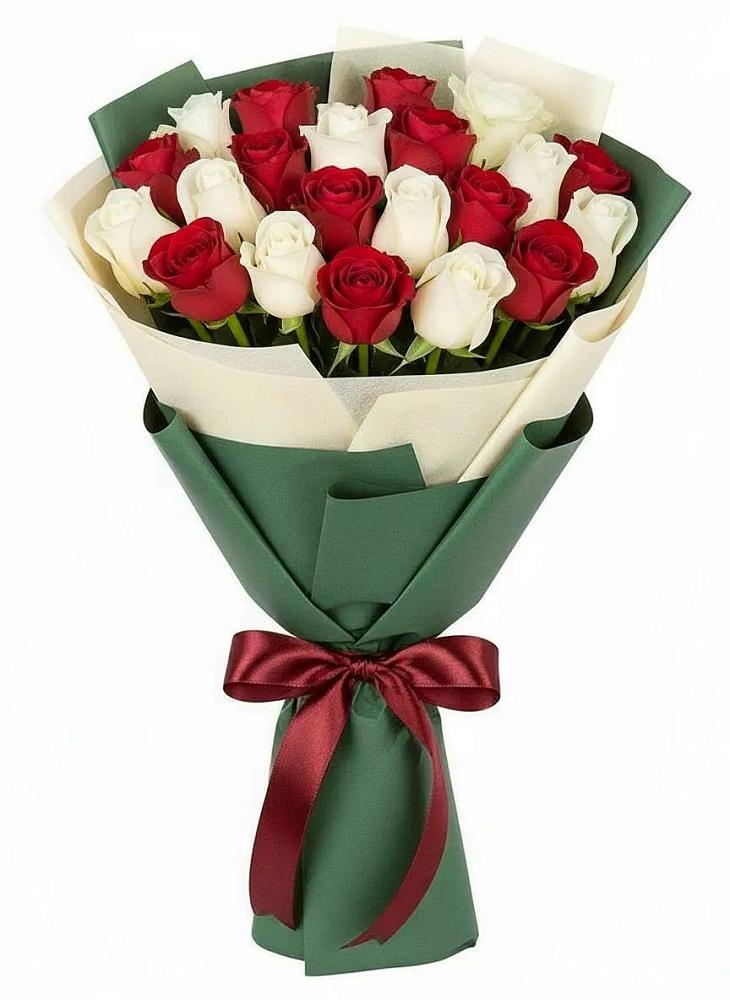 Букет Микс из красных и белых роз в Щемилово