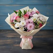 Букет цветов из:  Хризантемы, Альстромерии и Розы в Щемилово