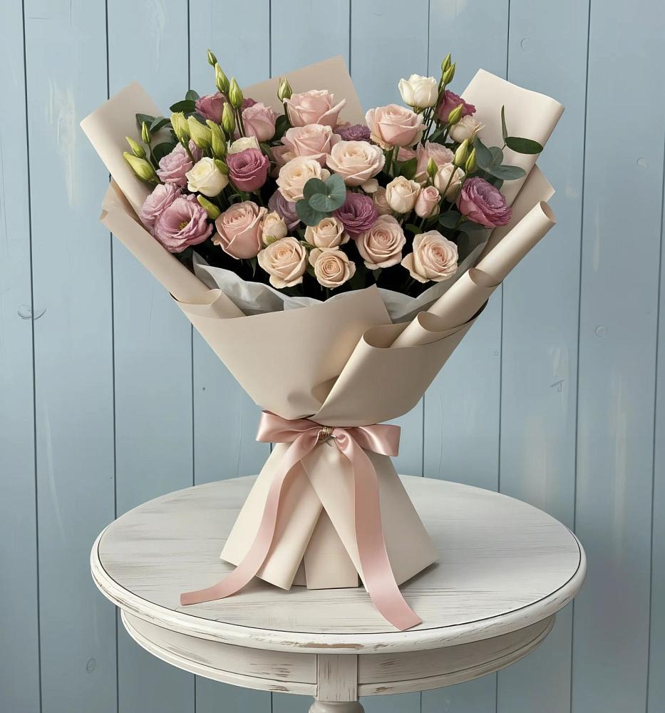 Букет цветов из: Розы и Лизиантусы в Щемилово