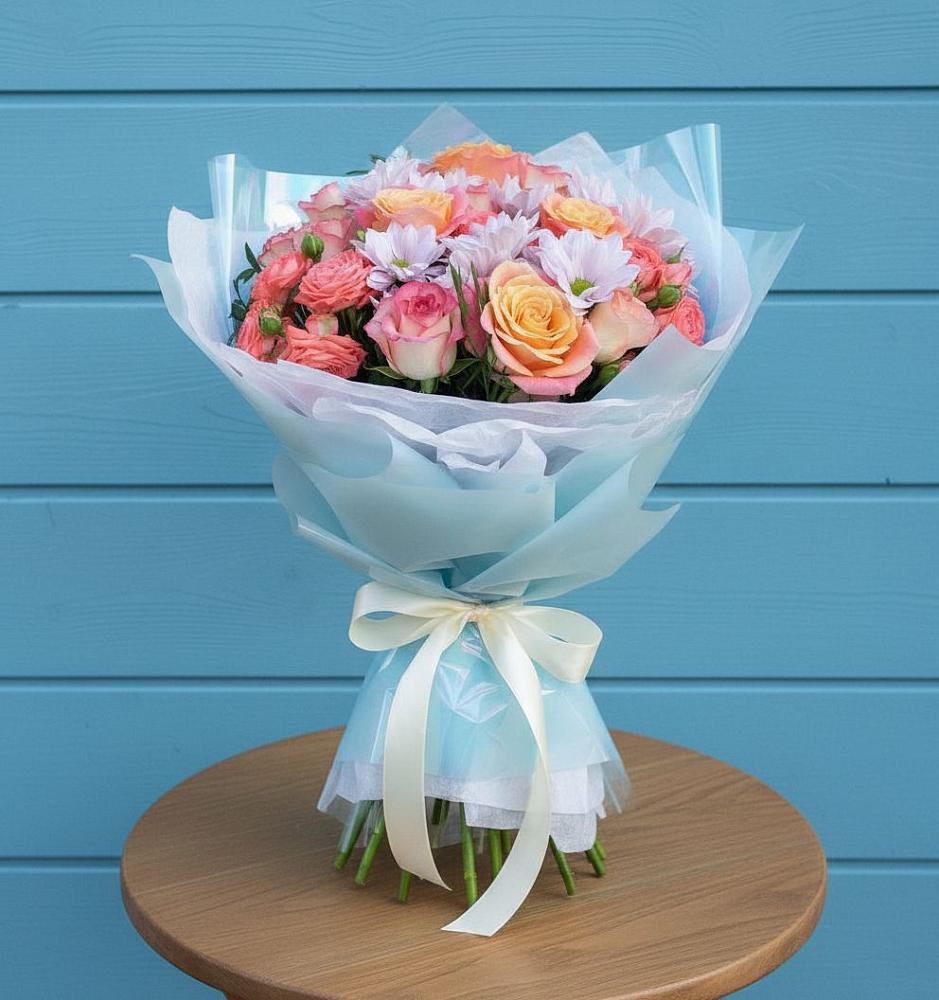 Букет цветов из: Хризантемы и Розы в Щемилово