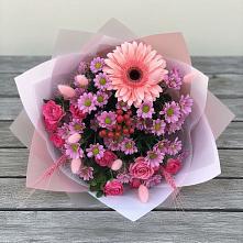 Букет цветов из:  Розы, Герберы и Хризантемы в Щемилово