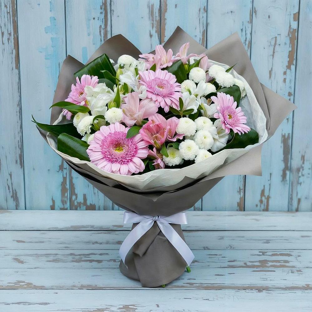 Букет цветов из: Герберы, Альстромерии и Хризантемы в Щемилово