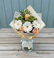 Букет цветов из:  Герберы, Розы и Хризантемы в Щемилово