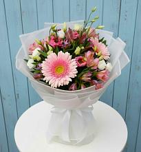 Букет цветов из:  Герберы, Альстромерии и Лизиантусы в Щемилово
